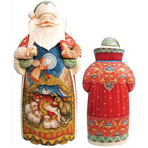 Picture of G.DeBrekht 215520 14-7.5 in. Village Nativity Wood Carved Hand Painted Santa Clause Figurine