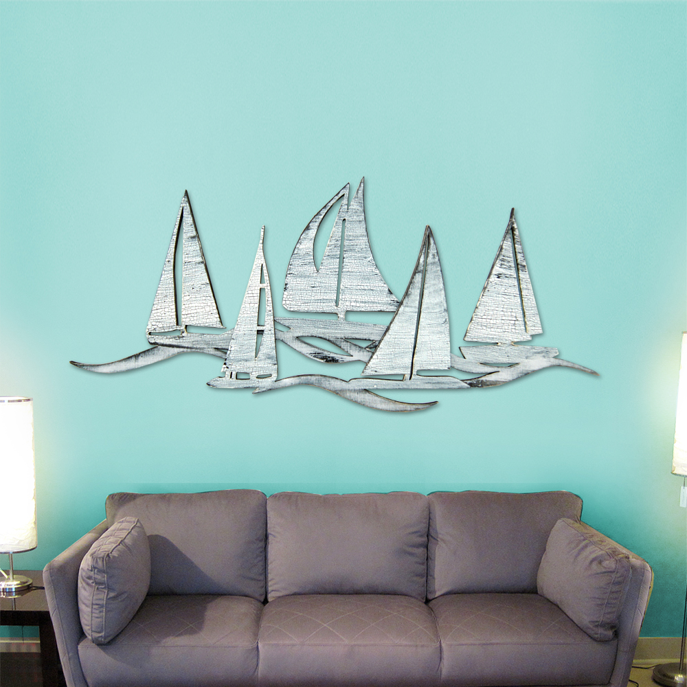 Sailing Fleet Costal Wooden Wall Decor