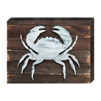 Tropical Crab Vintage Art on Board Wall Decor  Wood