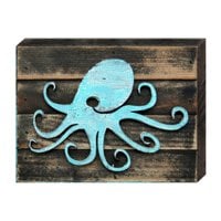 Octopus Coastal Art on Board Wall Decor