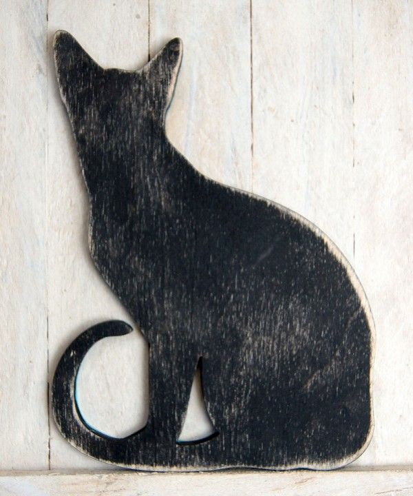Black Cat Art on Board Wall Decor