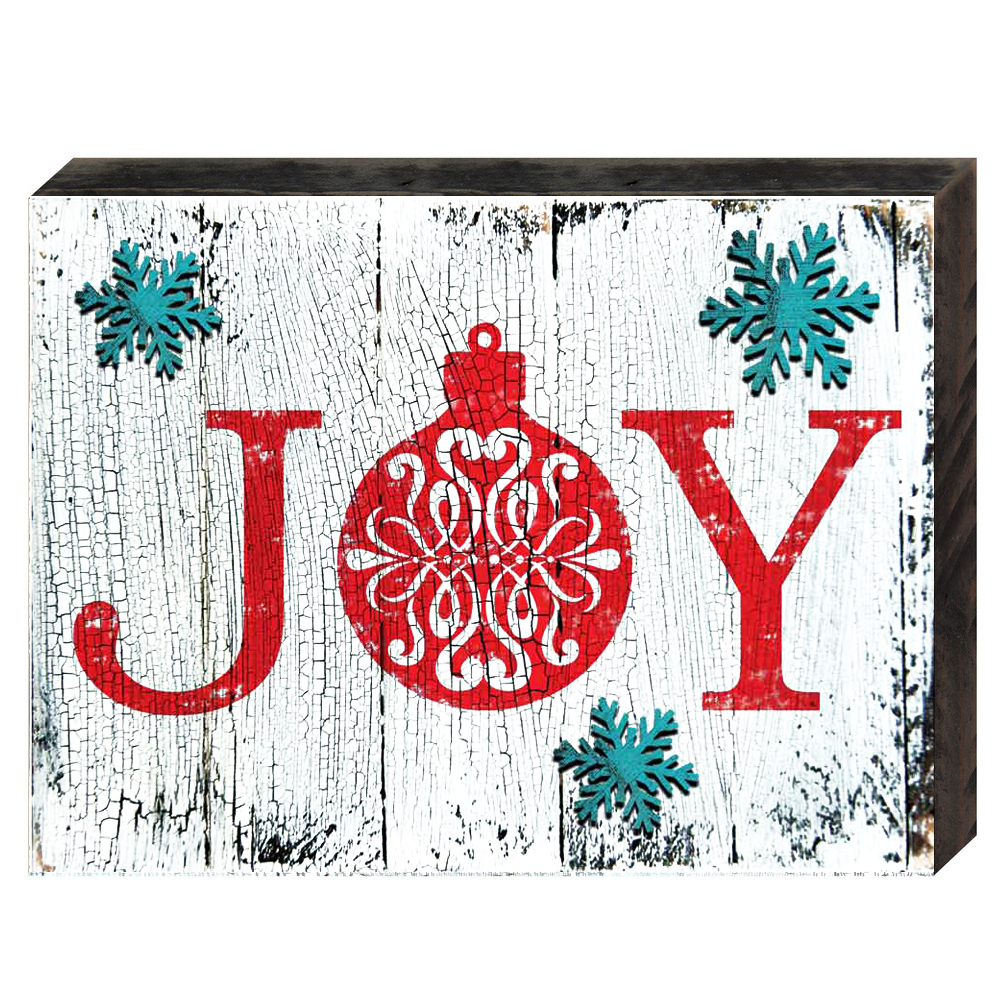 Joy Vintage Christmas Art on Board Wall Decor