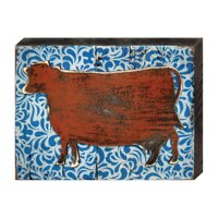 Rustic Cow Art on Board Wall Decor