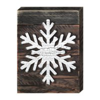 Snowflake Art on Board Wall Decor