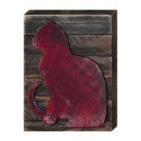 Cat Block Art on Board Wall Decor