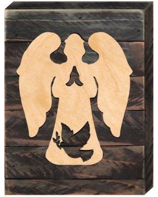 Angel with Dove Art on Board Wall Decor
