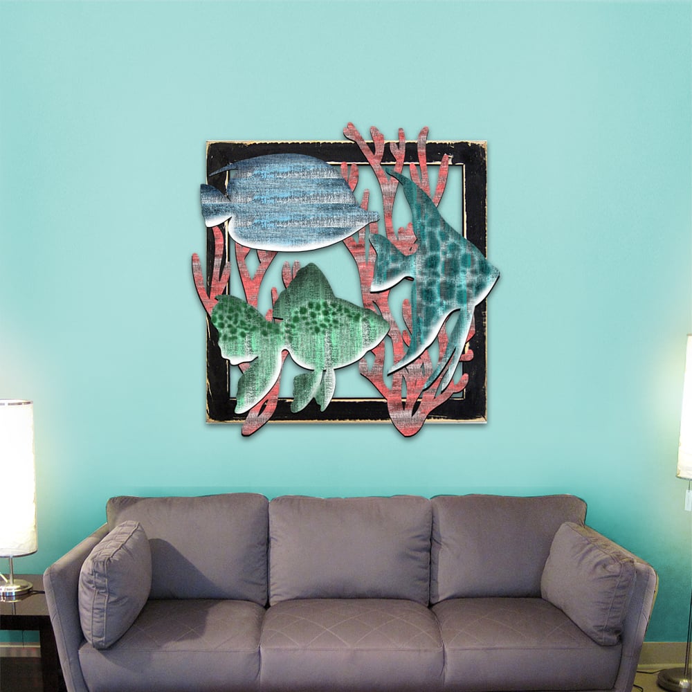 Colorful Fishes in Frame Wooden Art