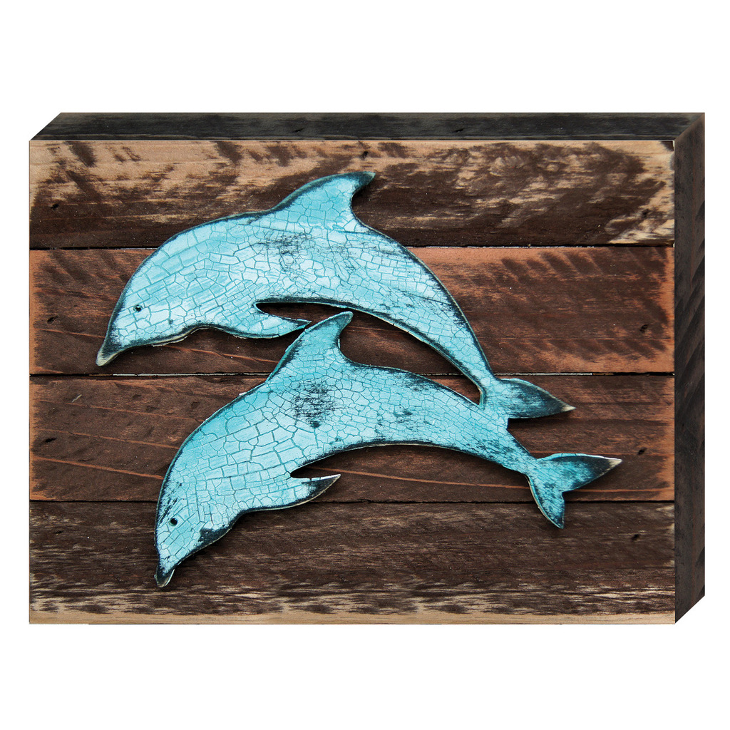 985191-18 Dolphin Art on Board Wall Decor