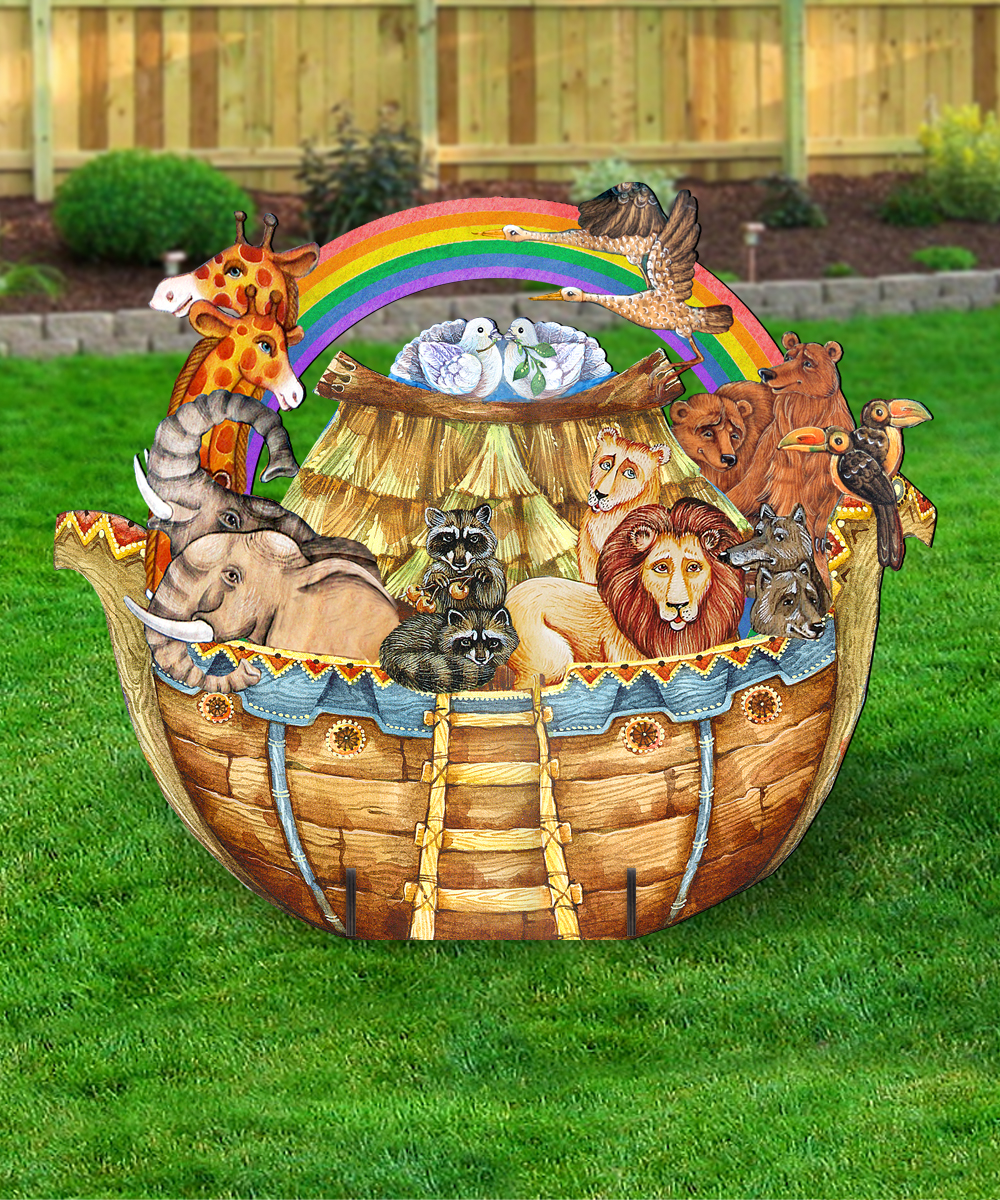 8114050F Noah Ark Wood Free Standing Decor