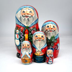 Picture of G.DeBrekht 110171 Russian Matryoshka Wooden Stacking Mr. Christmas 5 Nest Doll