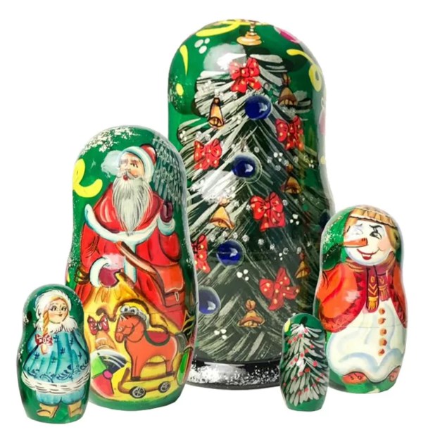 Russian Matryoshka Stacking Dolls - Multi-Color - Set of 3 - Hand Painted