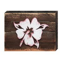 Hibiscus Flower Art on Board Wall Decor
