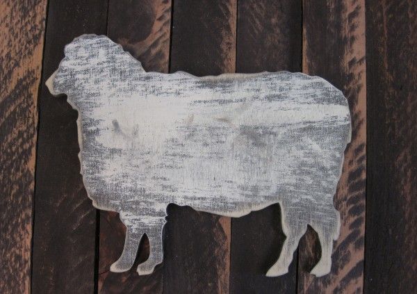 Vintage Sheep Whimsical Art on Board Wall Decor