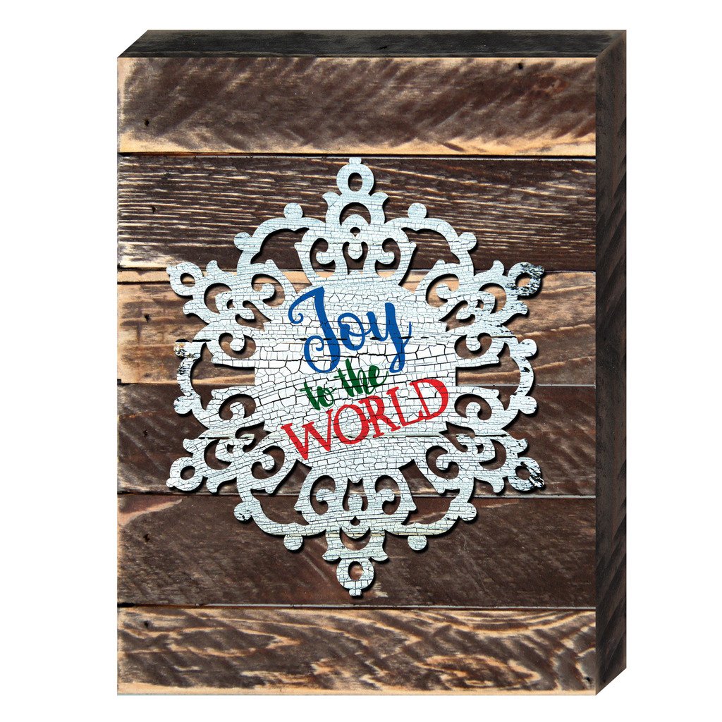 98809-12 Snowflake Let It Snow Quote Vintage Christmas Art on Board Wall Decor