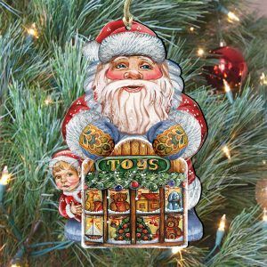 Picture of G.DeBrekht 8119172M Wooden Toy Shops Santa Christmas Decorative Hanging or Freestanding Figurine for Home &amp; Garden