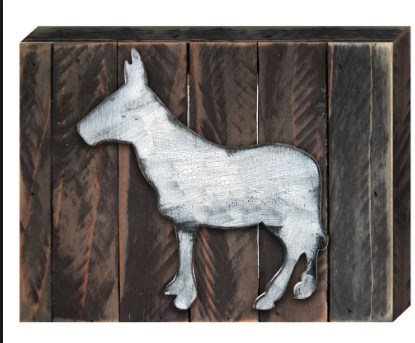 Donkey Rustic Farmhouse Art on Board Wall Decor