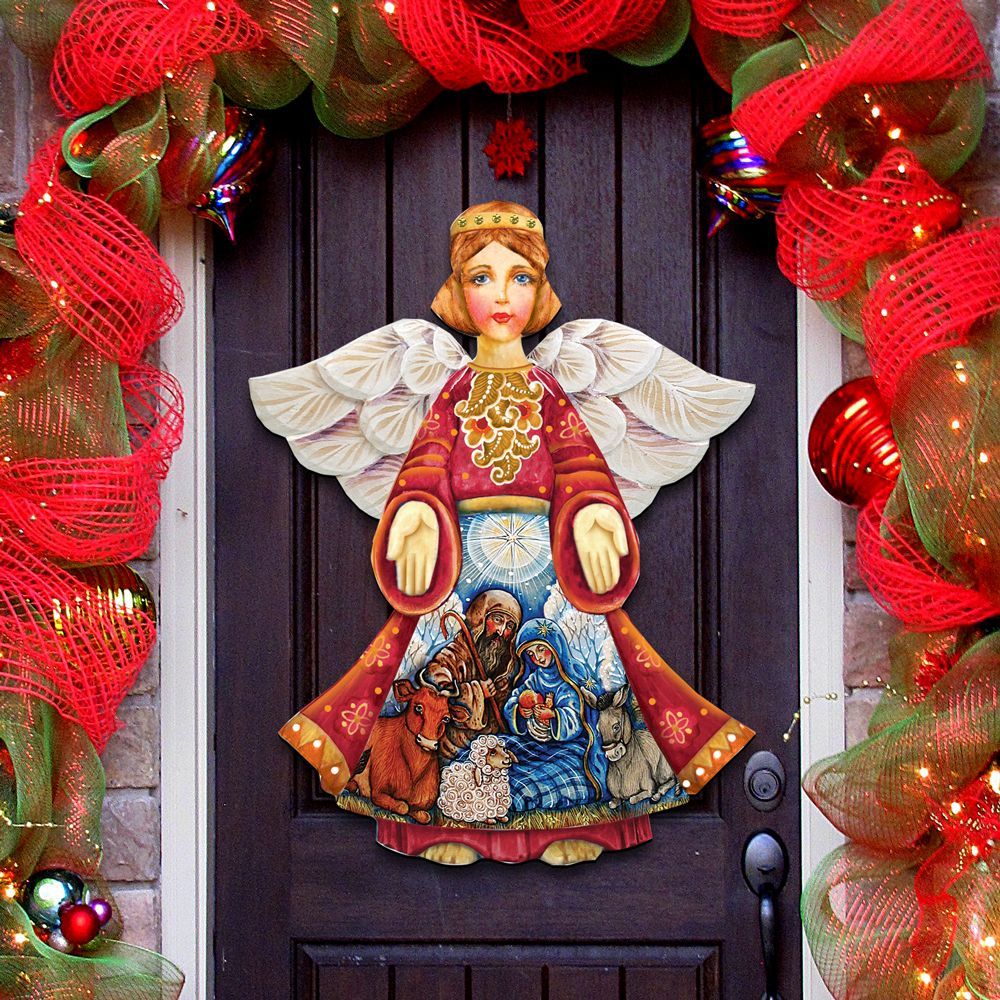 Picture of G.DeBrekht 8152722M Wooden Nativity Christmas Angel Decorative Hanging or Freestanding Figurine for Home & Garden