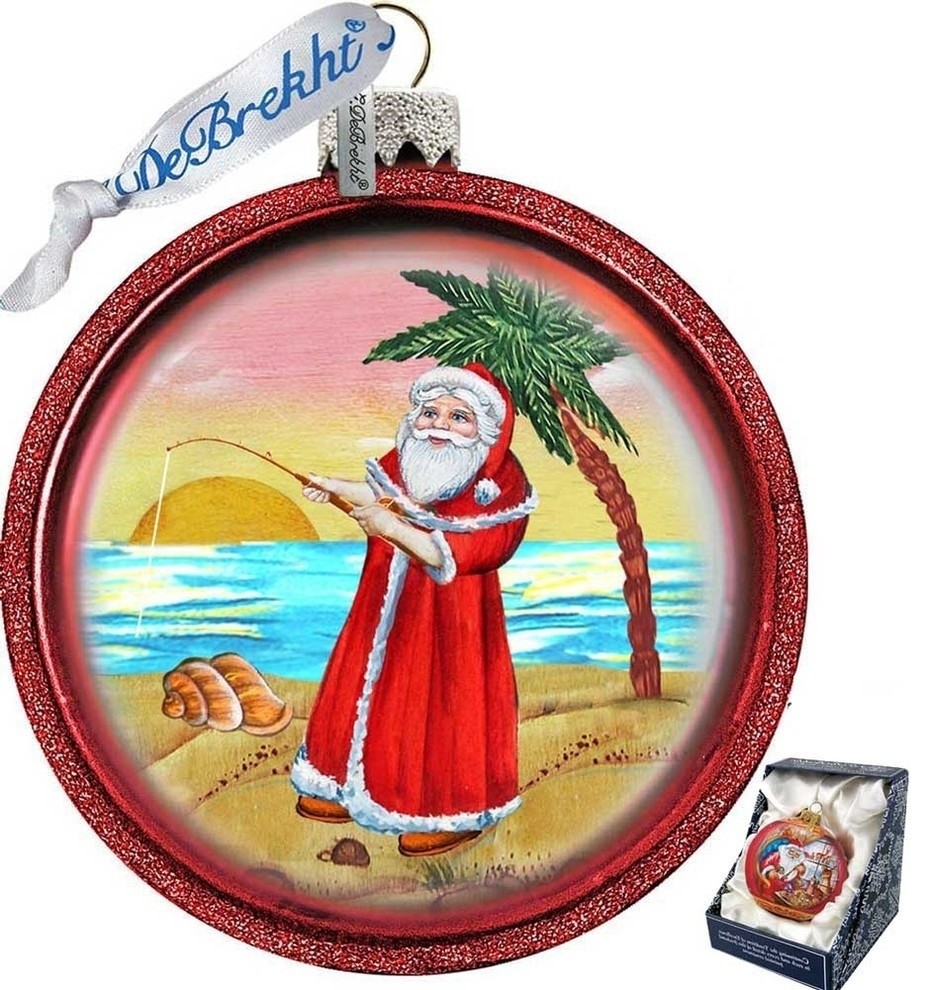 Caribbean Santa Handcrafted Glass Ornament