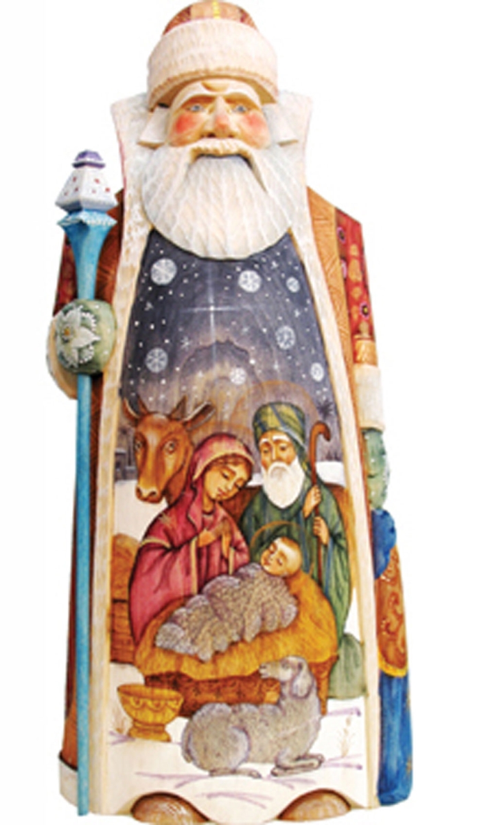 Picture of G.DeBrekht 214521 Nativity Merchant Wood Carved Hand Painted Santa Clause Figurine