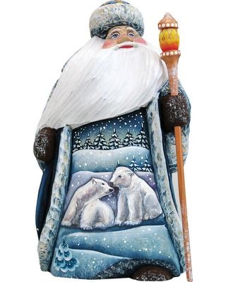 Picture of G.DeBrekht 2821479 Playful Bears Wood Carved Santa Figurine