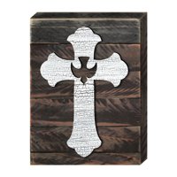 Dove Cross Art on Board Wall Decor