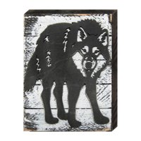 982272-08 Standing Wolf Art on Board Wall Decor