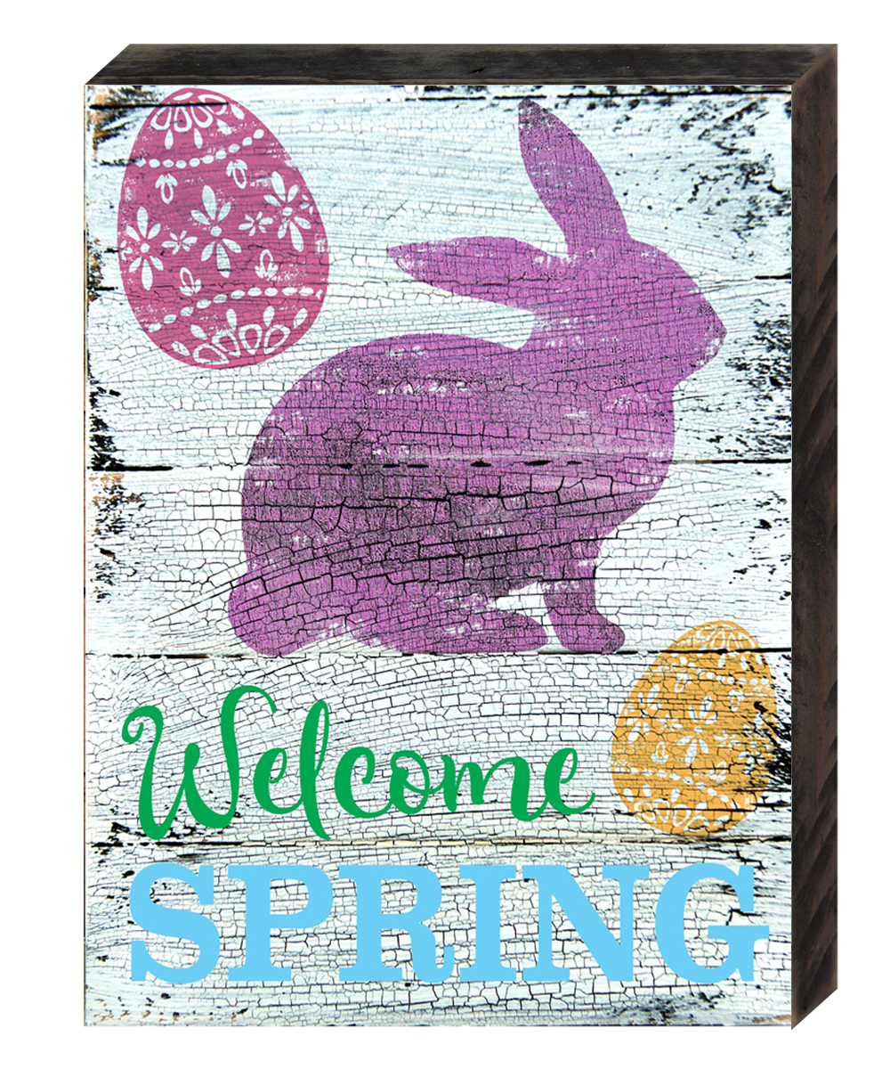 Welcome Spring Art on Board Wall Decor