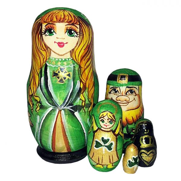 Picture of G.DeBrekht 140077 5 Piece Russian Matryoshka Wooden Stacking Irish Princess Nested Dolls