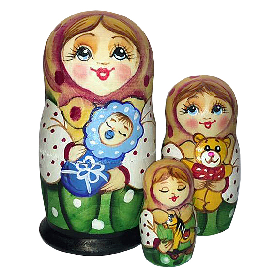 Picture of G.DeBrekht 14730B 3 Piece Russian Matryoshka Wooden Stacking Little Baby-Boy Nested Dolls