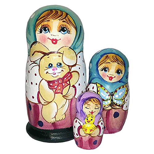 Picture of G.DeBrekht 14733 3 Piece Russian Matryoshka Wooden Stacking Friendship Teddy Bear Nested Dolls