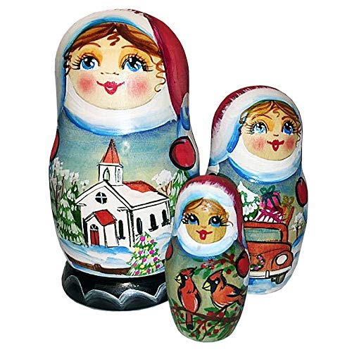 Picture of G.DeBrekht 14734 3 Piece Russian Matryoshka Wooden Stacking Showgirl Cathedral Nested Dolls