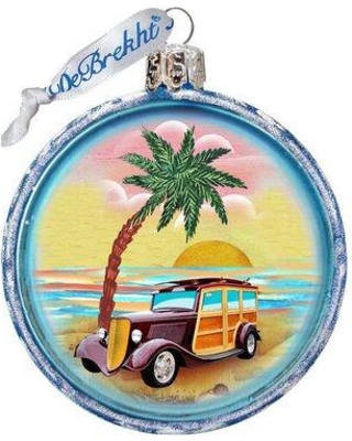 Coastal Cruz Glass C-Ball Ornament