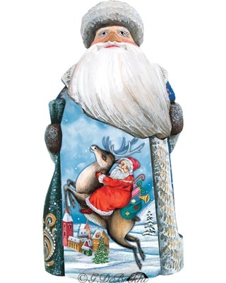 Picture of G.DeBrekht 2821711 Story Rider Santa Masterpiece Signature Wood Carved & Hand Painted Figurine