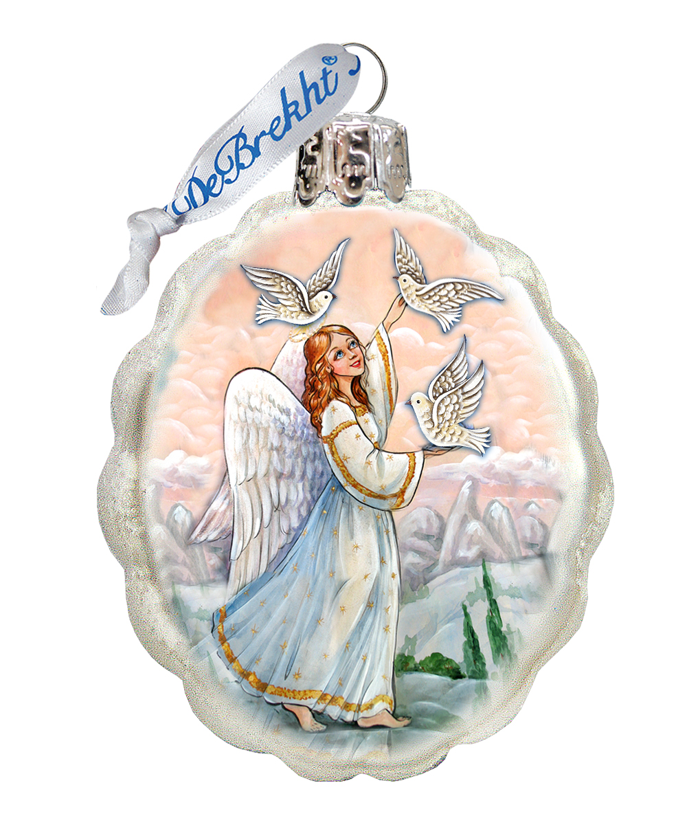 White Doves Angel Ornament