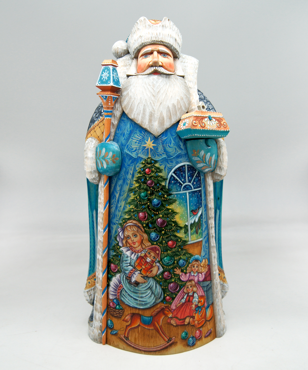 Picture of G.DeBrekht 215638 Santa Figurine Nutcracker Clara Wood Carved Hand Painted Santa Clause Figurine