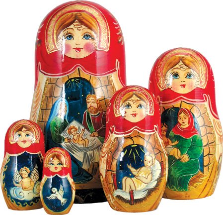 Picture of G.DeBrekht 130241 Russian Matryoshka Wooden Stacking Nativity Story 5-Nest Doll