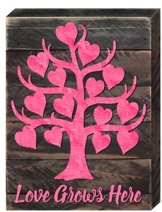 98739-12 Love Grows Here Tree Art on Board Wall Decor