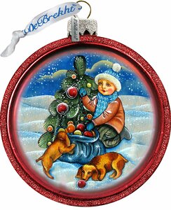 Trim a Tree Boy with Dogs C-Ball Ornament