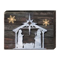 Nativity Silhouette Holy Night Quote Art on Board Wall Decor