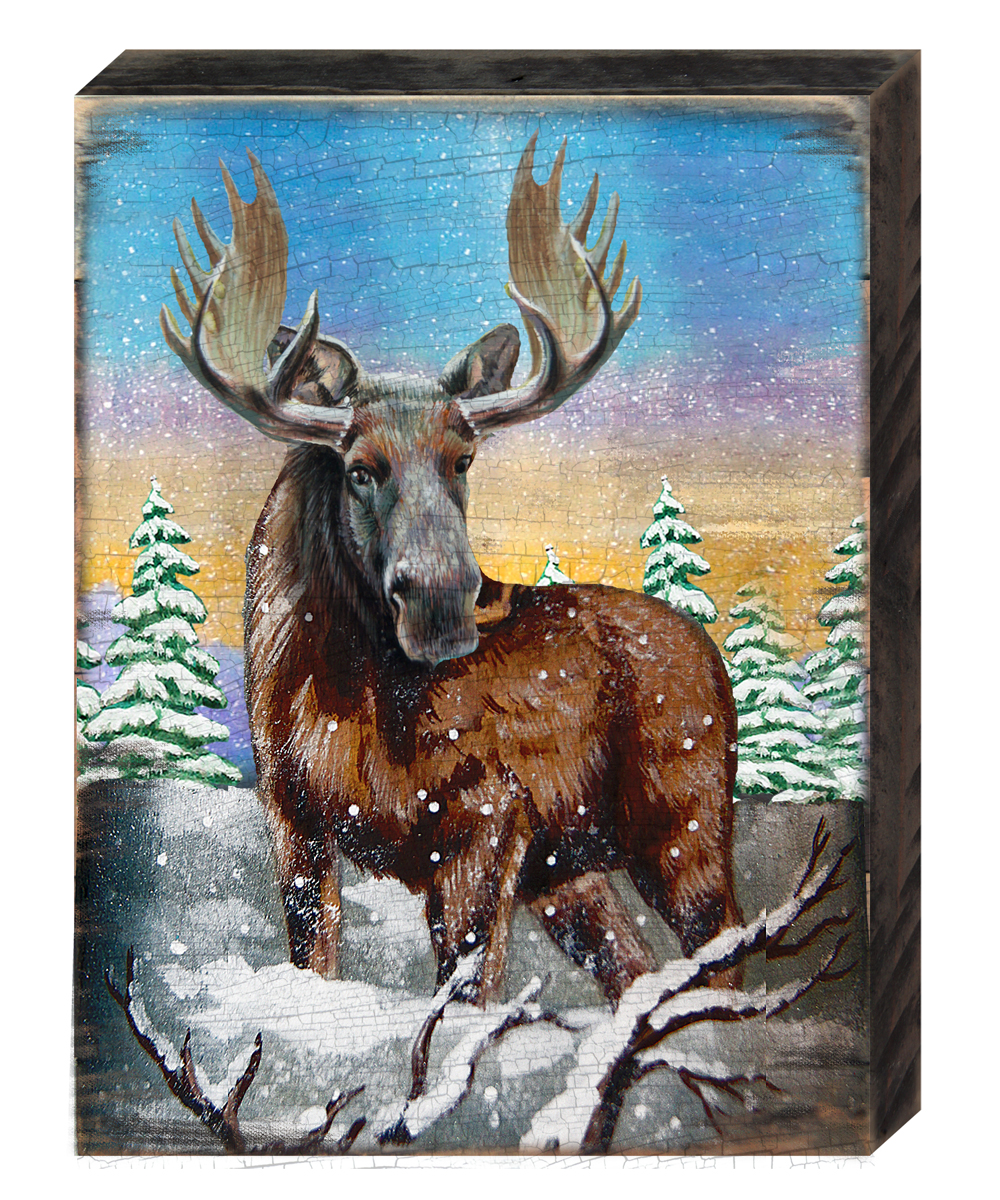 95216-08 Moose Wooden Block Graphic Art Design