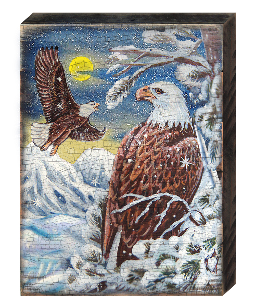 95219-08 Eagles Wooden Block Graphic Art Design
