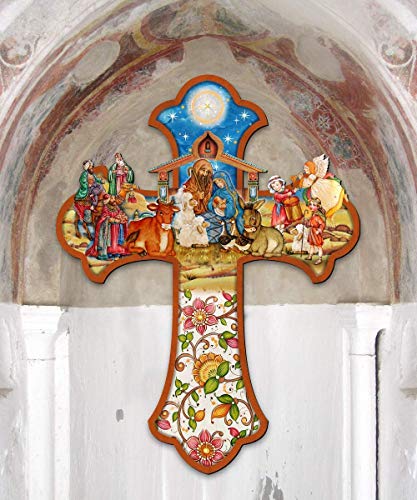 Nativity Wooden Cross Decorations