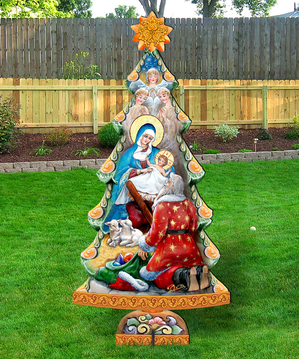 Adoration Nativity Tree Wooden Freestanding Decor