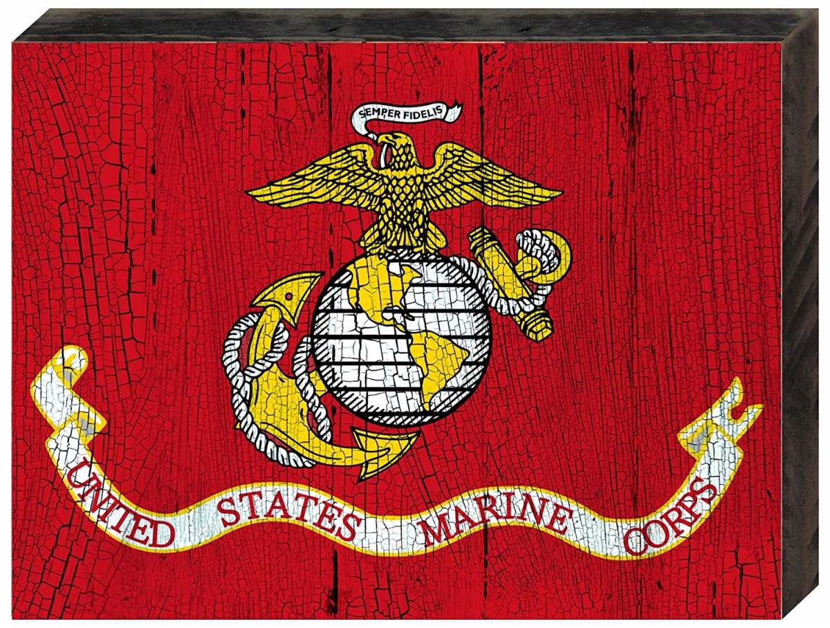 Marines Military Patriotic Flag Art on Board Wall Decor