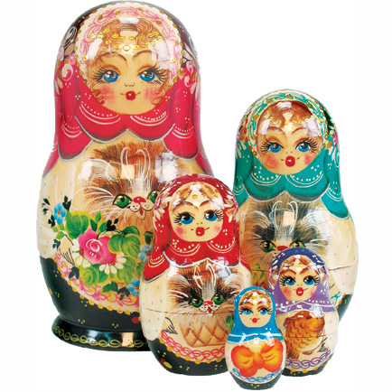 Picture of G.DeBrekht 130121 Icon Russian Matryoshka Wooden Stacking 5 Nested Dolls
