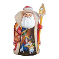 Picture of G.DeBrekht 2821494 Message of Faith Santa Figurine - Wood Carved & Hand Painted