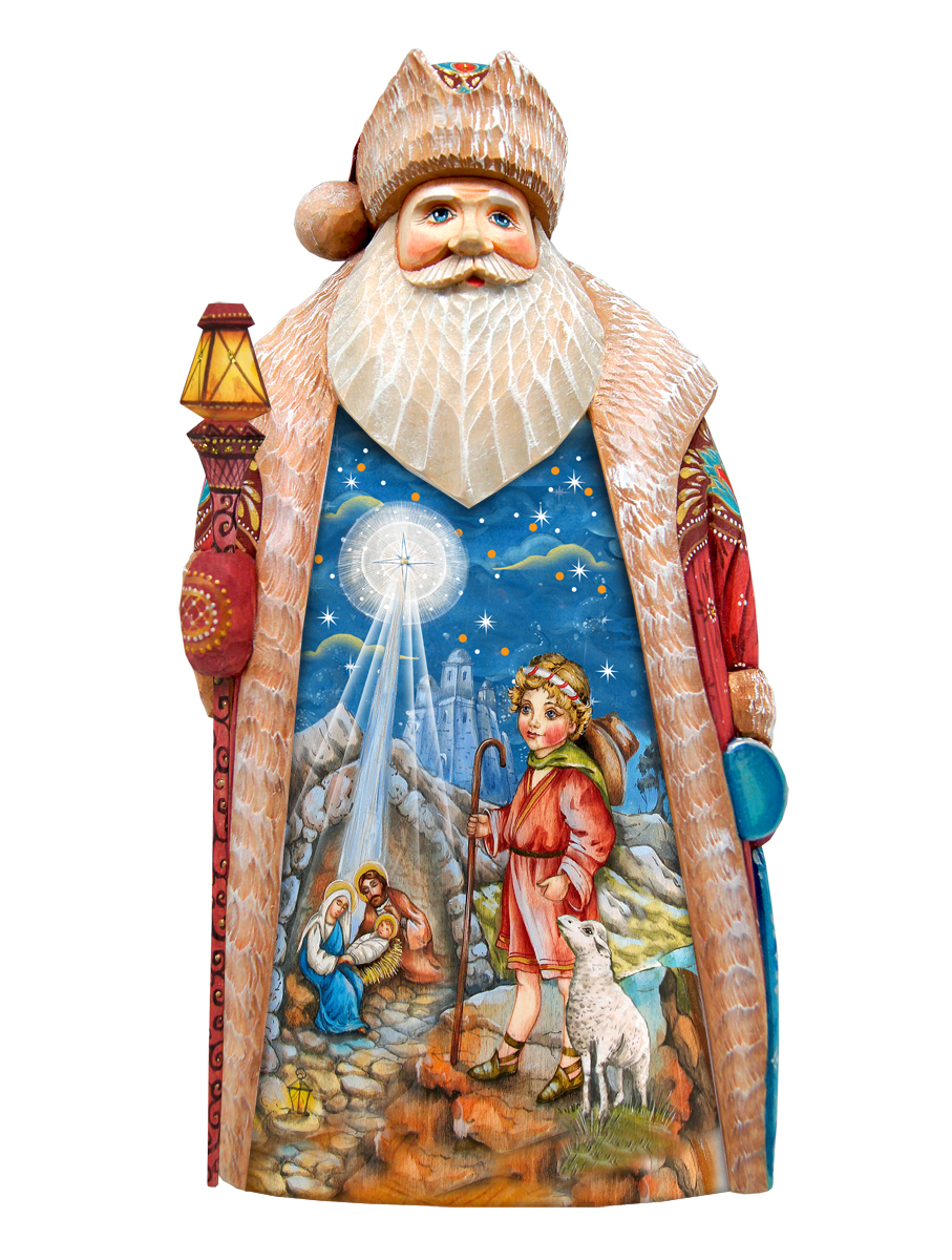 Picture of G.DeBrekht 243018 Star of Hope Wood Carved Santa Figurine