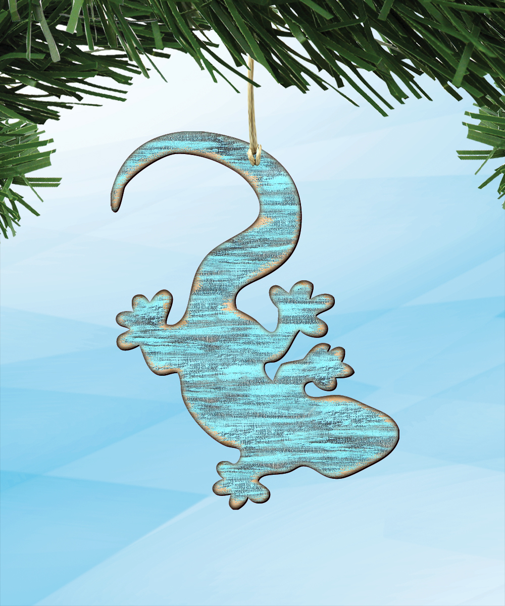 Gecko Wooden Ornament