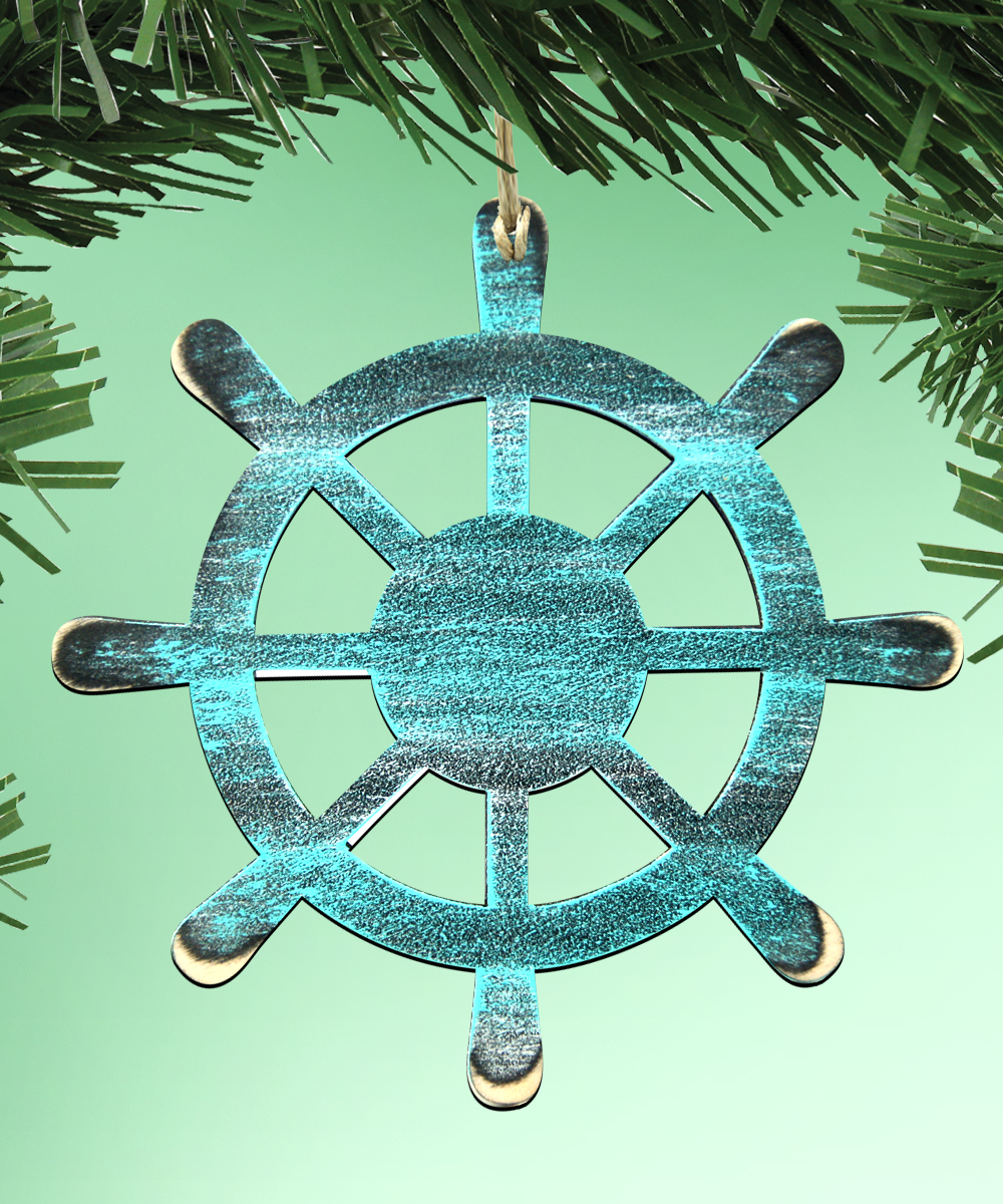 Captains Wheel Wooden Ornament