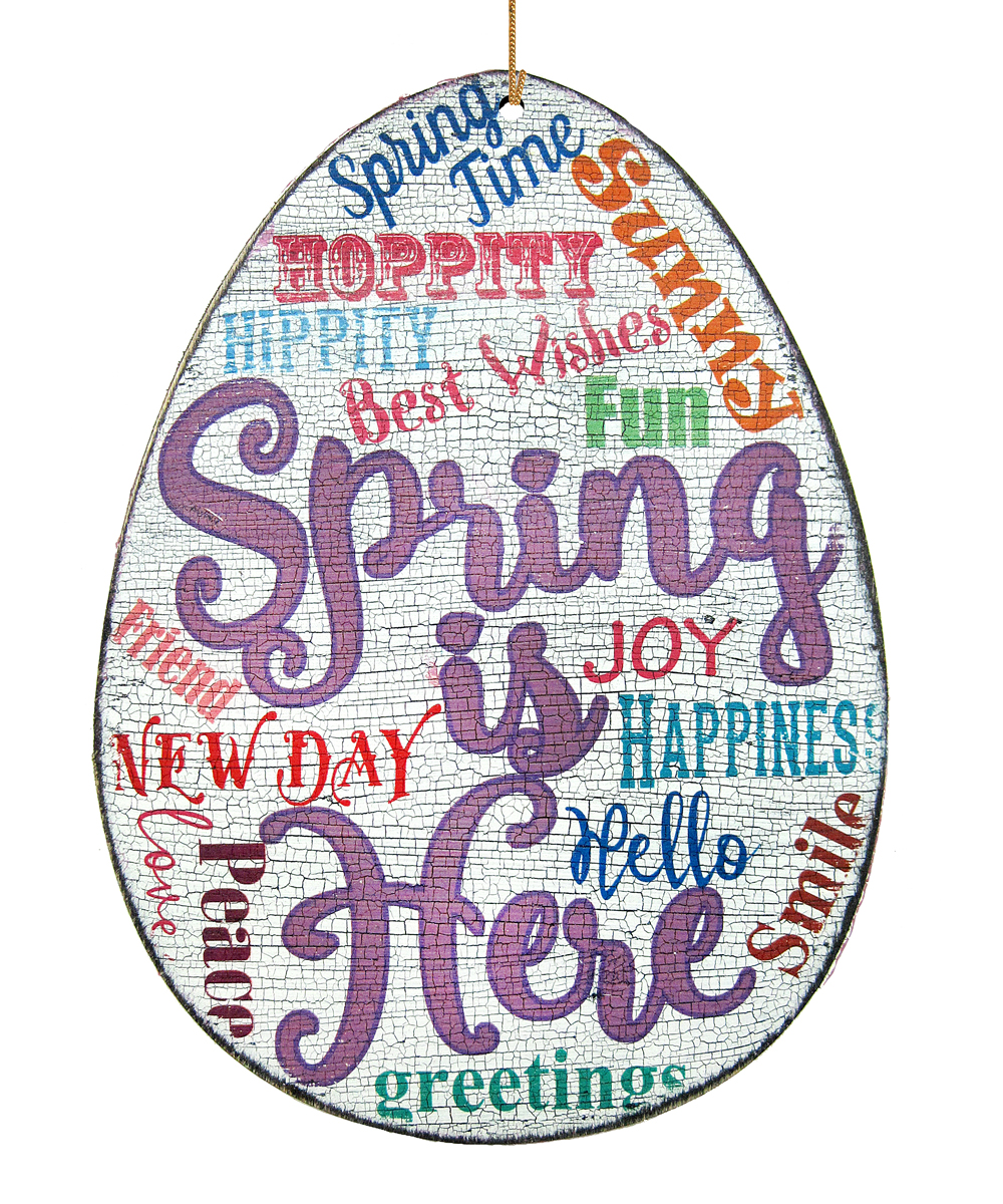 Spring is Here Egg Wooden Ornament